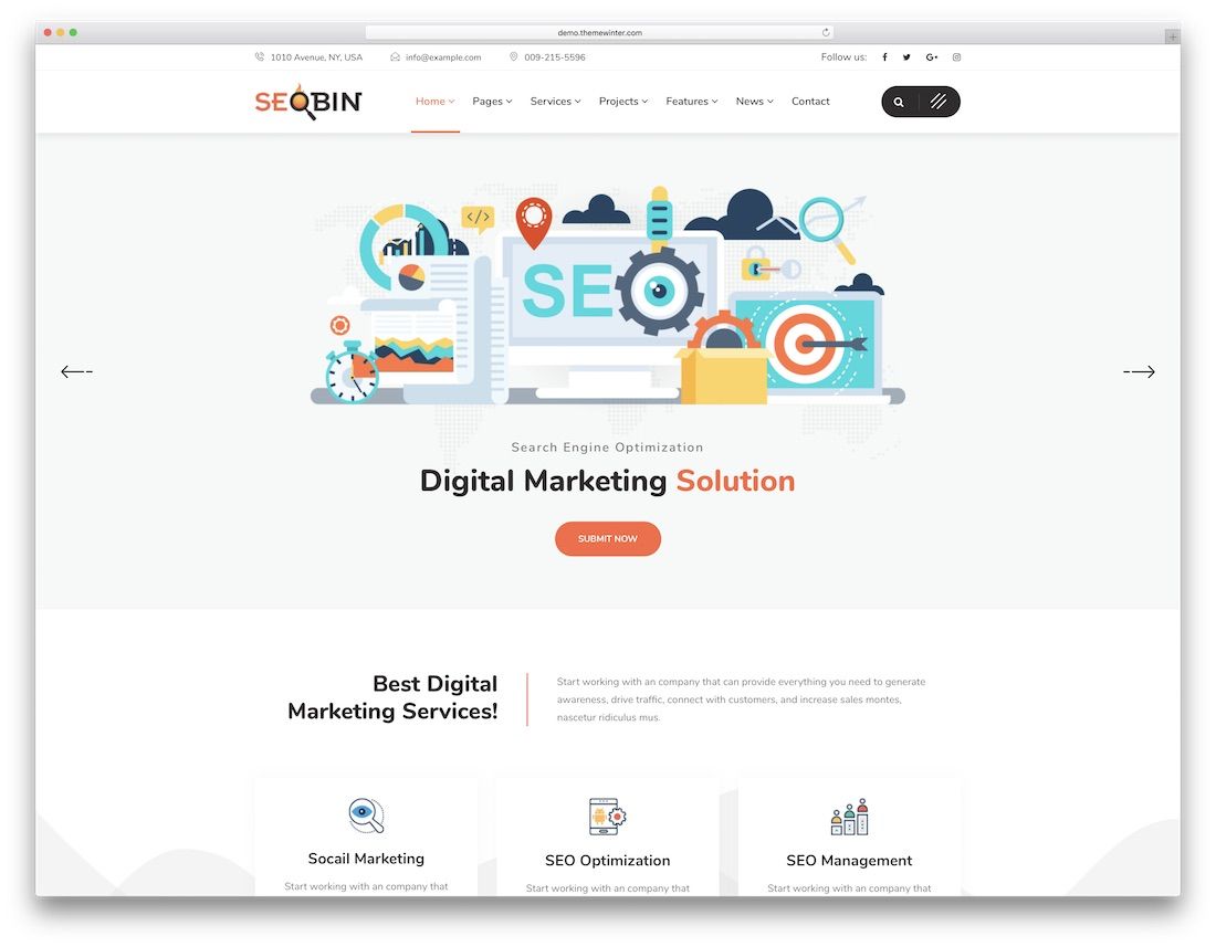 plantilla de sitio web de marketing seobin