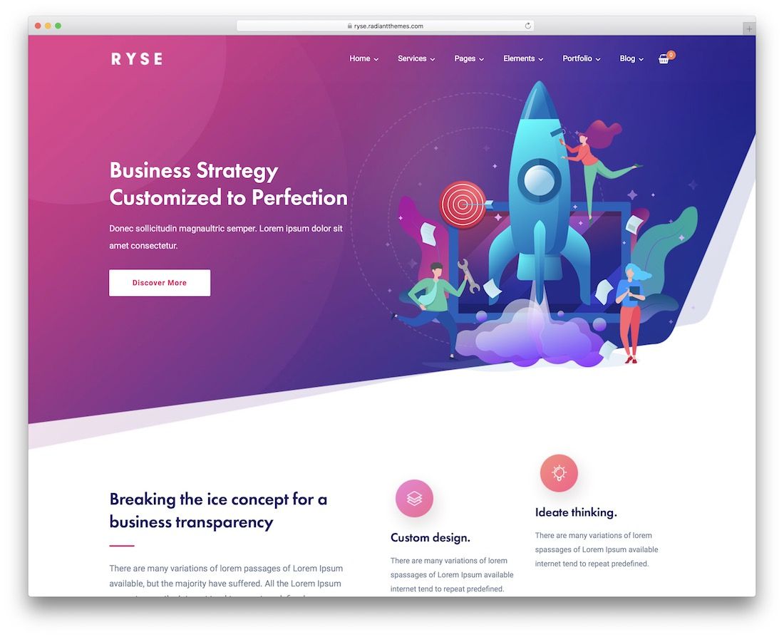 plantilla de sitio web de marketing de ryse