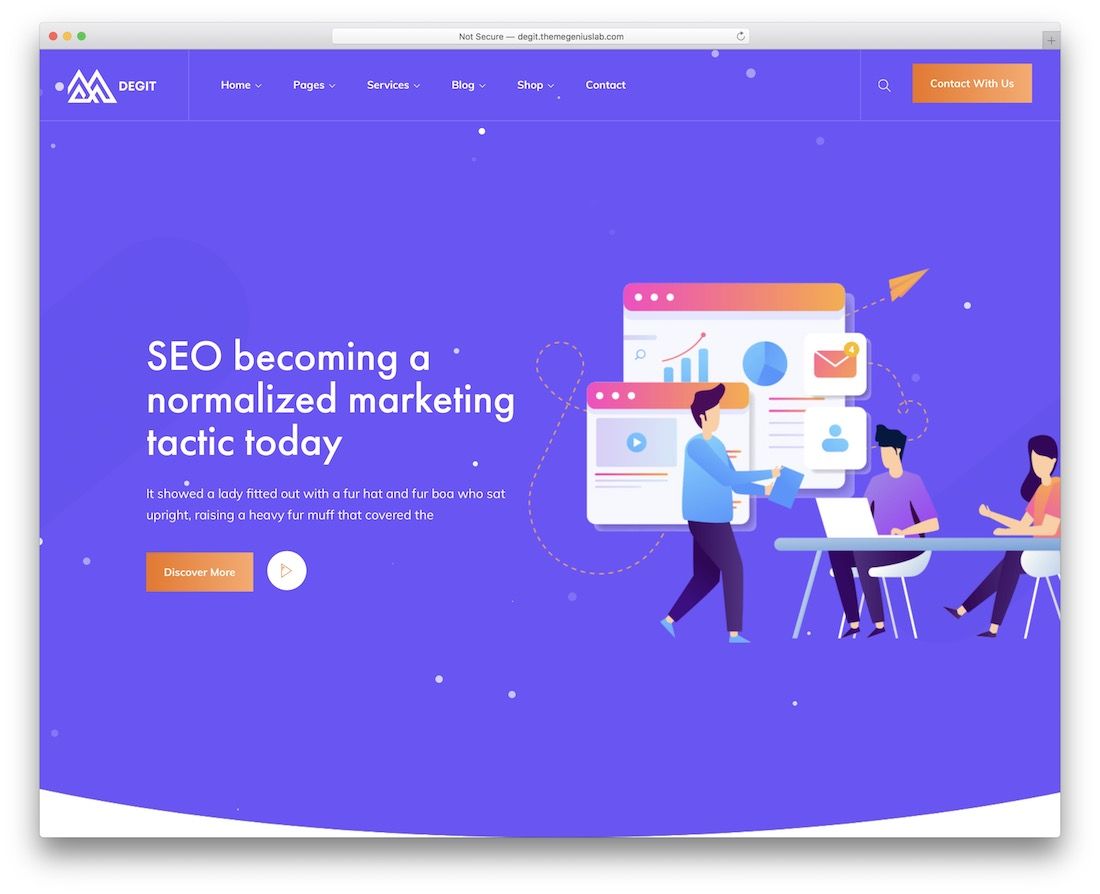 plantilla de sitio web de marketing de dígitos