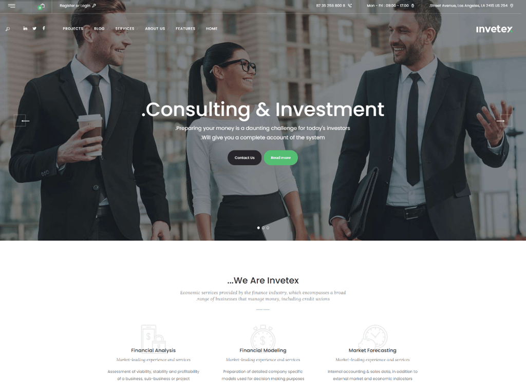 Invetex - 商业咨询和投资 WordPress 主题 + RTL