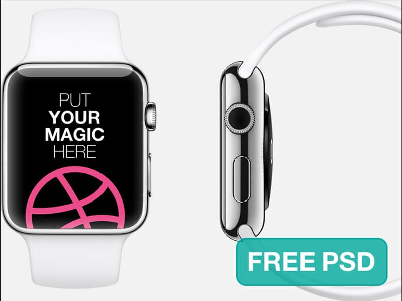 Weiße und silberne Apple Watch