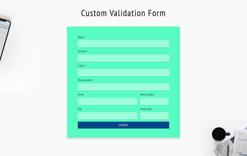 Modulo di convalida personalizzato