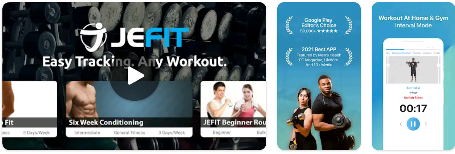 تطبيق JEFIT Free Fitness لنظام Android