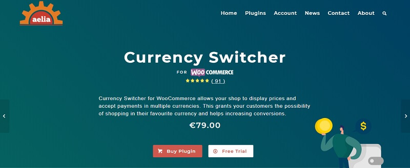 WooCommerce Currency Switcher firmy Aelia