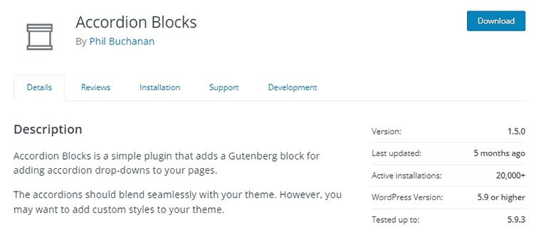 ปลั๊กอิน WordPress บล็อกหีบเพลง