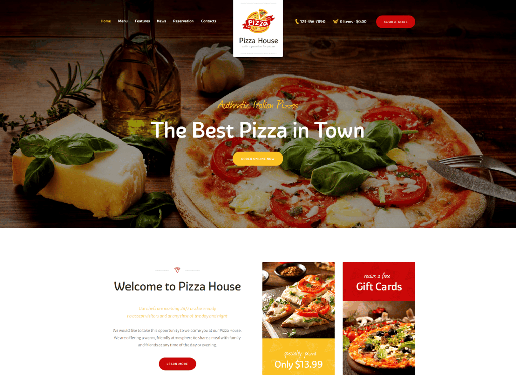 Pizza House - 餐厅/咖啡厅/小酒馆 WordPress 主题