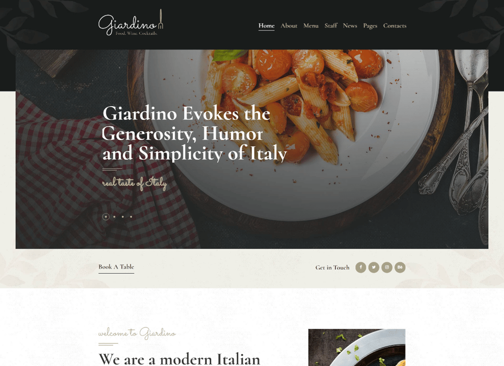 Giardino - 意大利餐厅和咖啡馆 WordPress 主题