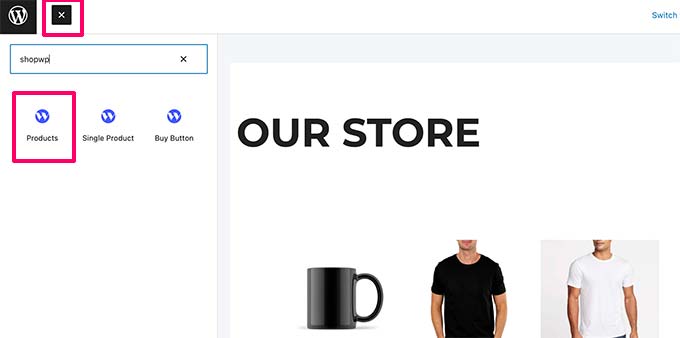 Bloc de produse ShopWP