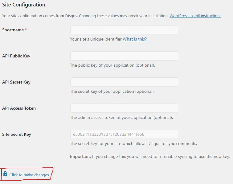 Disqus plugin configuration