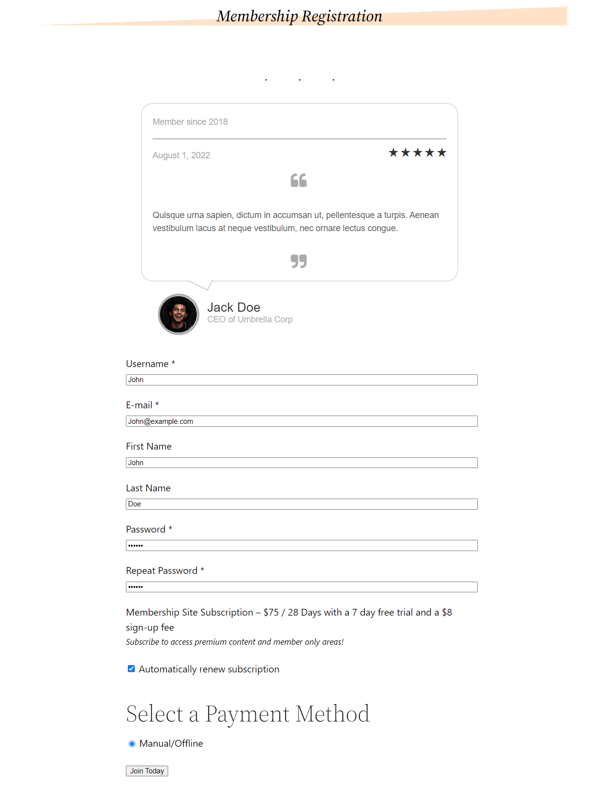 Einfache Testimonials-Vorschau