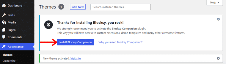 Installieren Sie Blocksy Companion