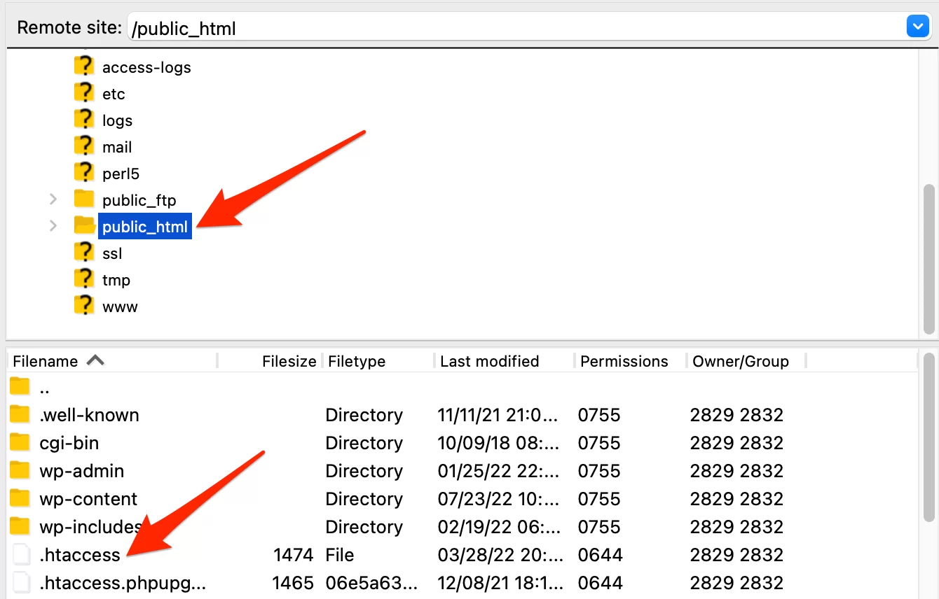 ไฟล์ .htaccess บนซอฟต์แวร์ FTP