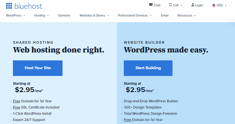 Harga Bluehost untuk Contoh Harga WordPress