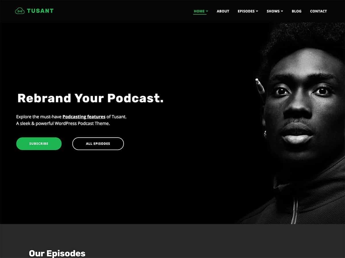 10 лучших тем WordPress для подкастов 2021 года Tusant-Best podcast wordpress theme