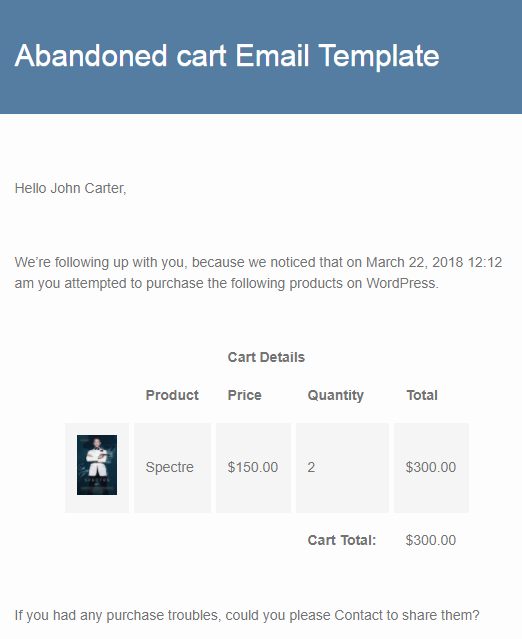 Understanding the default Email Template of Abandoned Cart Lite for WooCommerce plugin - Tyche Softwares