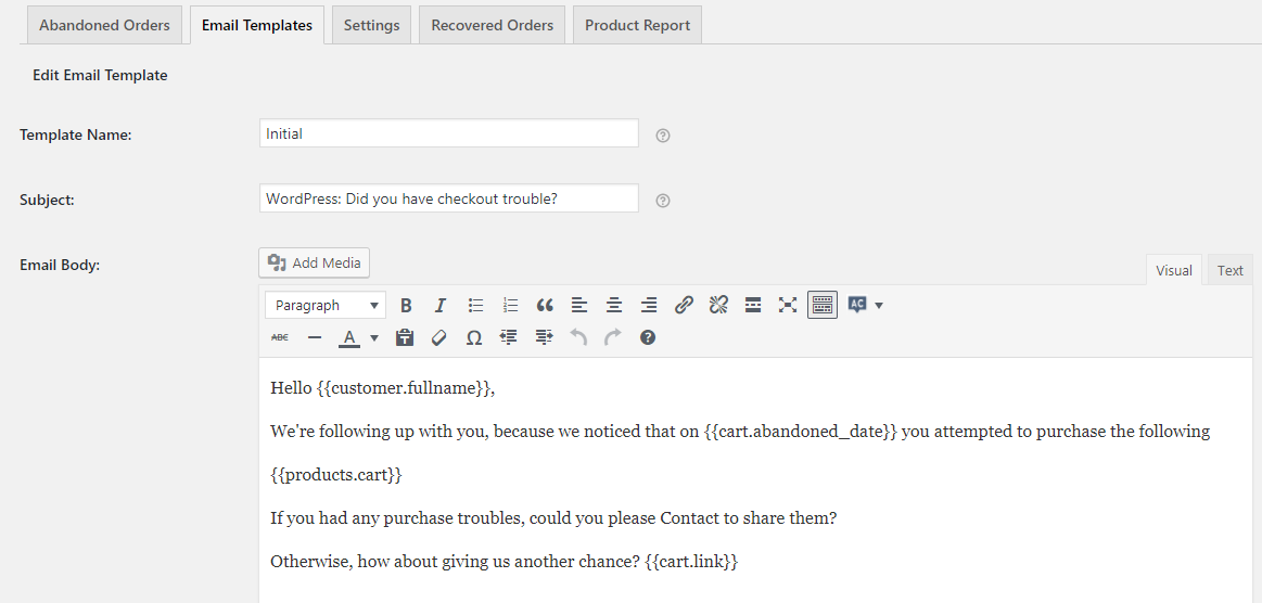 Understanding the default Email Template of Abandoned Cart Lite for WooCommerce plugin - Tyche Softwares