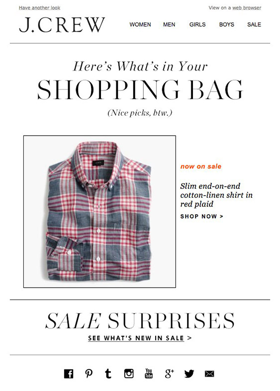 11 migliori esempi di e-mail di carrello abbandonato 10 11 Best Abandoned Cart Email Examples - Tyche Softwares