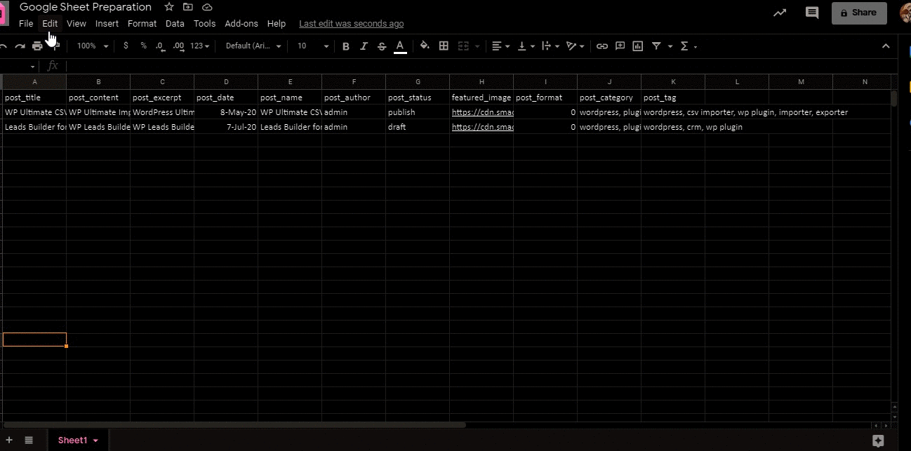 google-sheet-preparazione