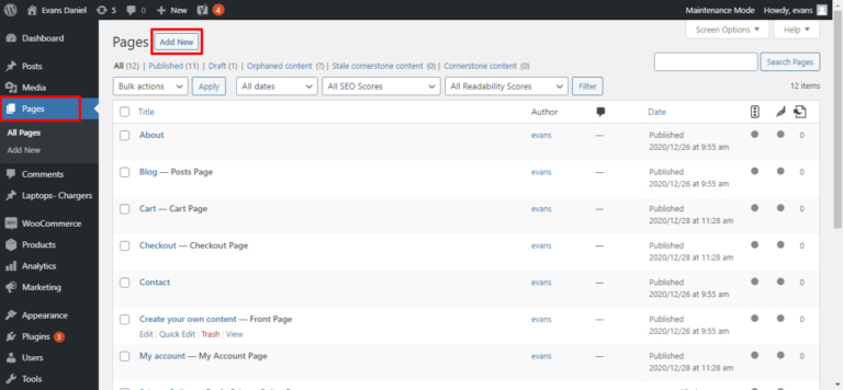 wp-page-creación
