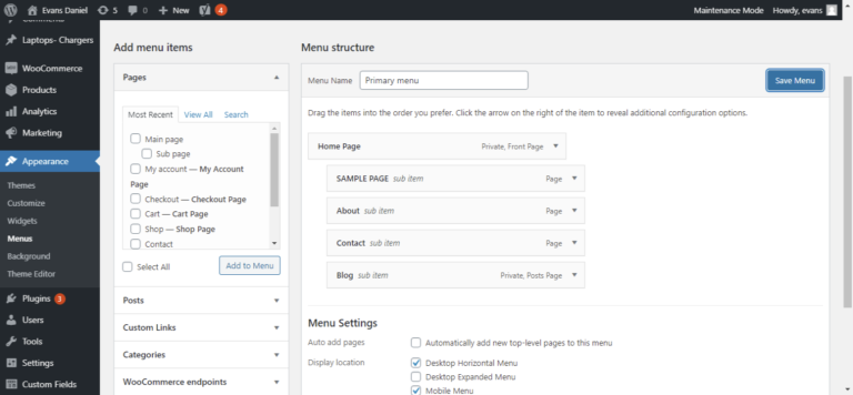 wp-create-menu-para-paginas