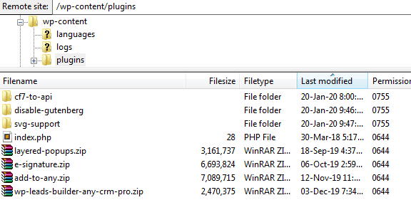 Posizione della cartella dei plugin del client FTP