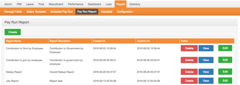 Payrun レポート