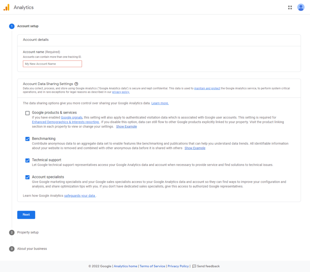conta-configuração-google-analytics