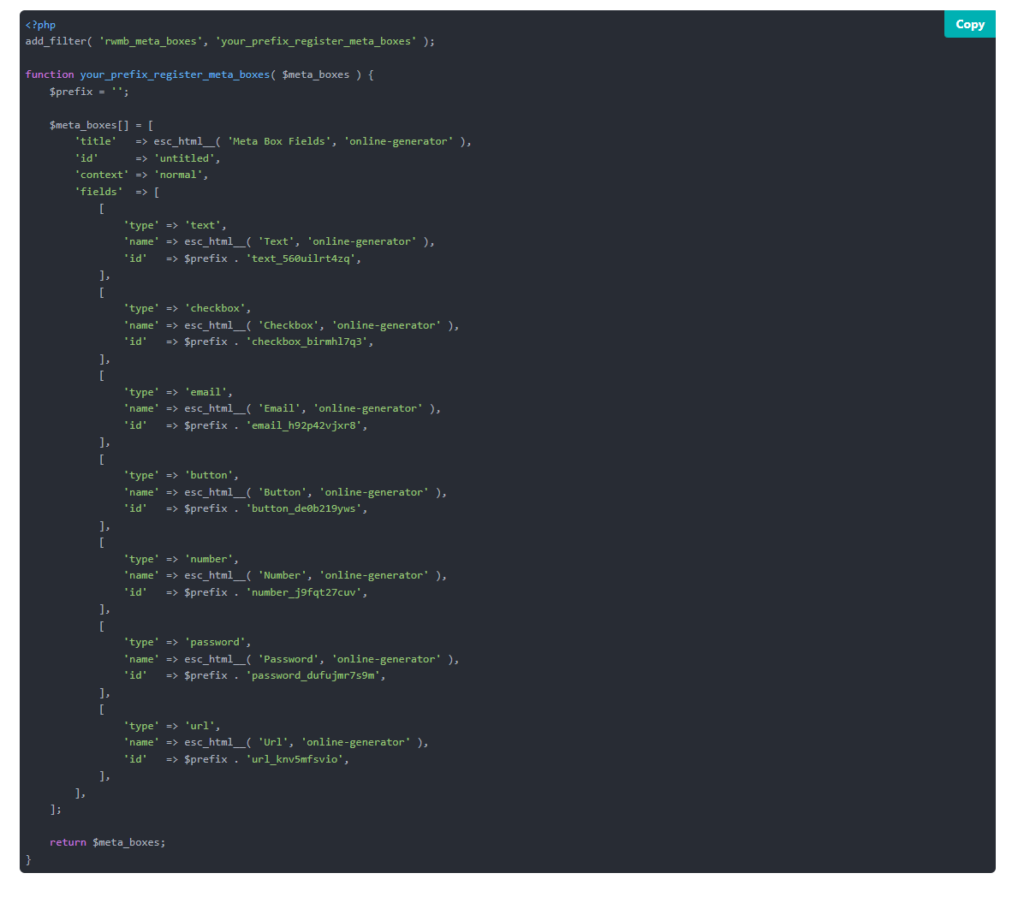 gerado-código-com-metabox-online-code-generator
