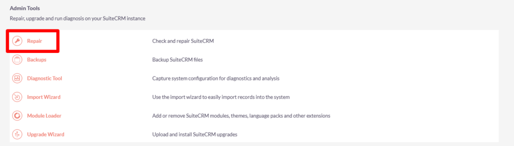 riparazione - Installazione di SuiteCRM
