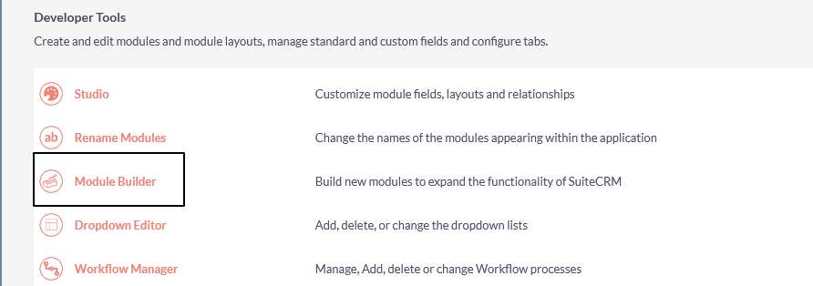 Generatore di moduli - Installazione di SuiteCRM
