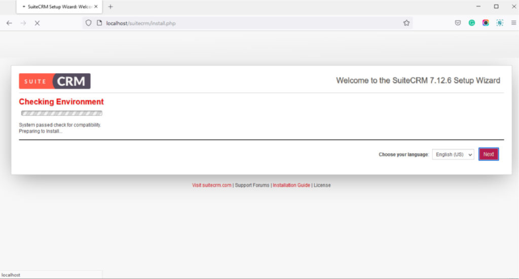 Verifica dell'ambiente - Installazione di SuiteCRM
