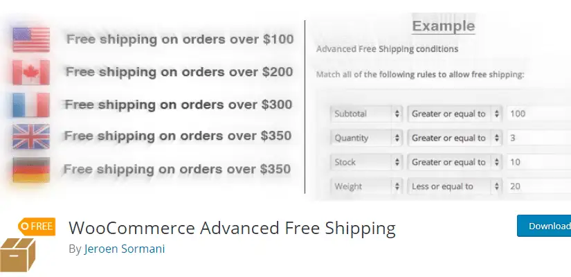 Frete grátis avançado WooCommerce