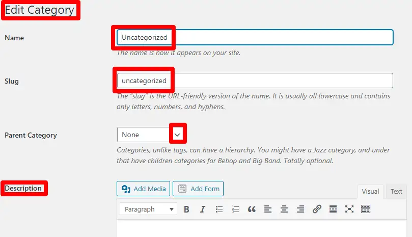 Cum se editează categorii pe WordPress