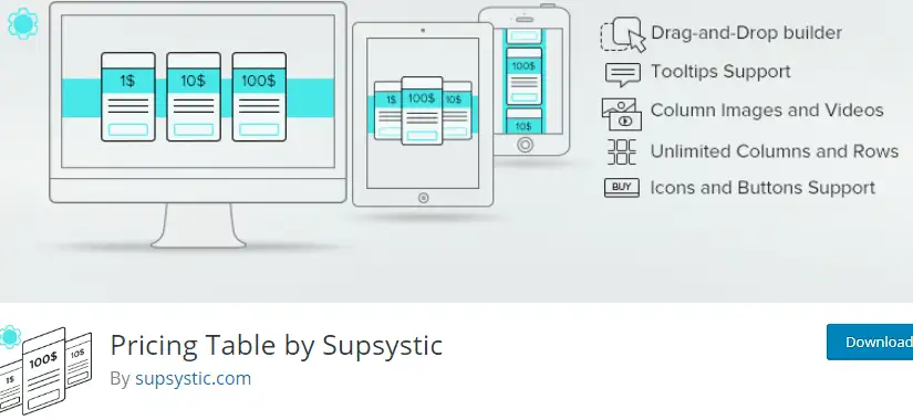 Tabel de prețuri de către Supsystic