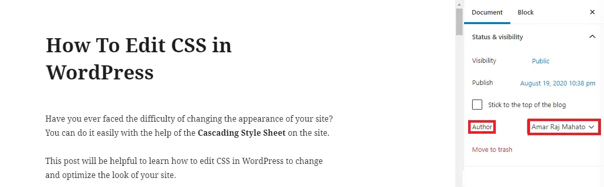 WordPressで投稿者を変更する方法(シングルポスト)