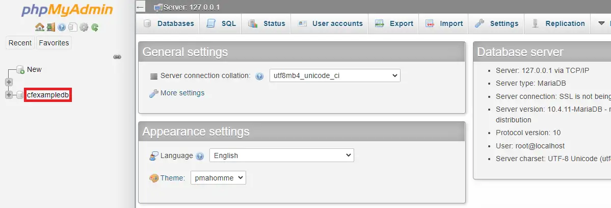 打開 PHPMyAdmin