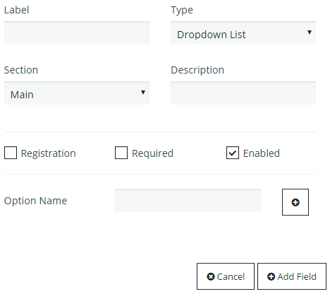 Create New Registrating Field