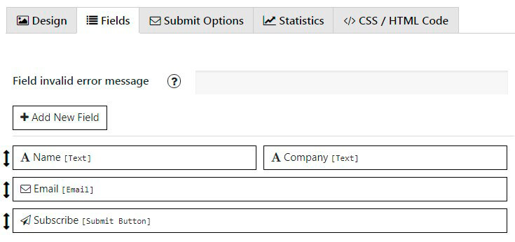 Newsletter Fields tab