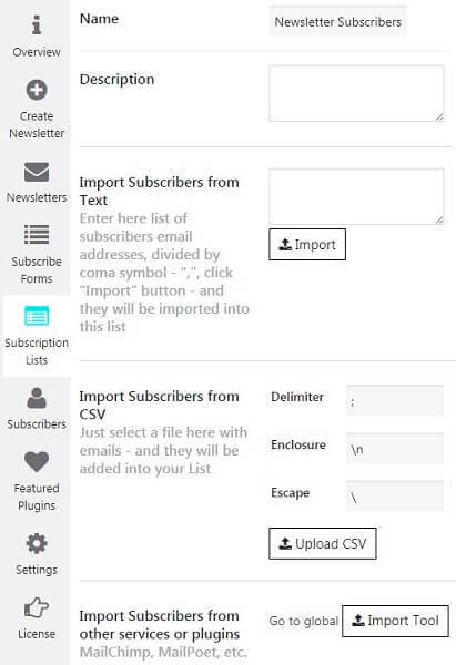 Subscription List