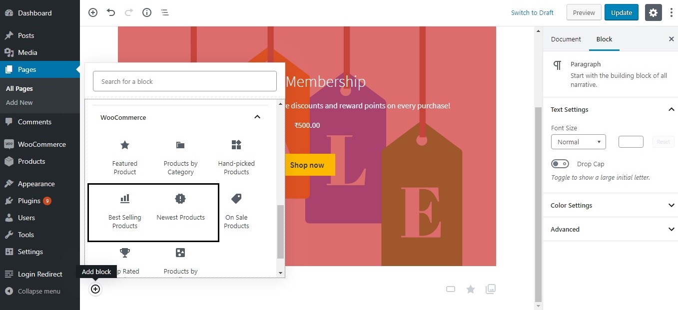 Un guide d'utilisation des blocs Gutenberg pour votre boutique WooCommerce 9 using Gutenberg blocks for your WooCommerce store - Best Selling and Newest Products blocks