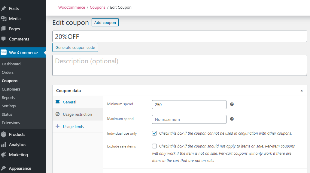 كيفية تطبيق كوبون الخصم تلقائيًا على WooCommerce Cart 2 Minimum Spend for Coupon