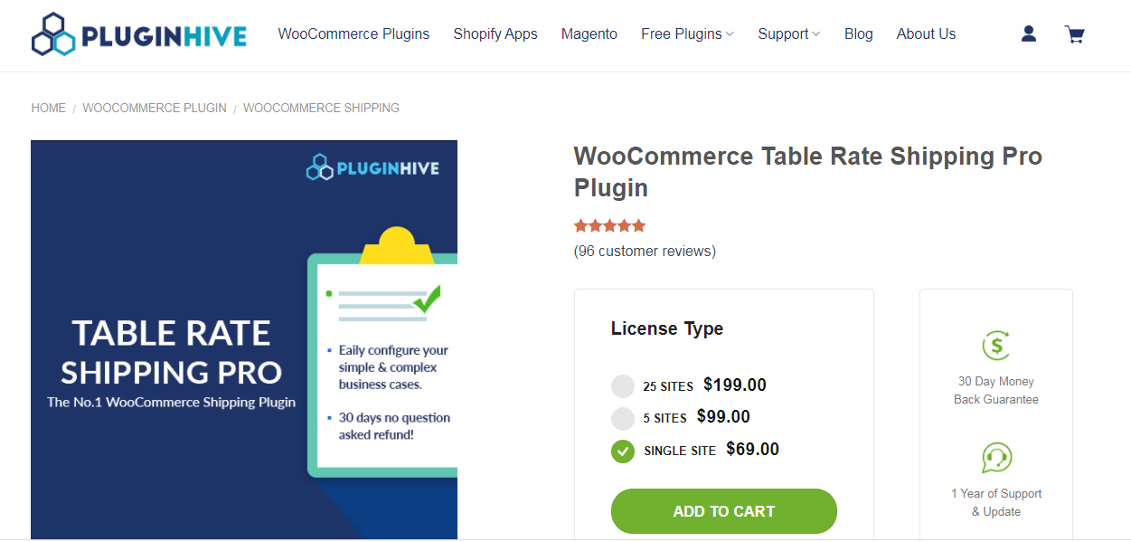 อัตราค่าจัดส่งตาราง Woocommerce Pro