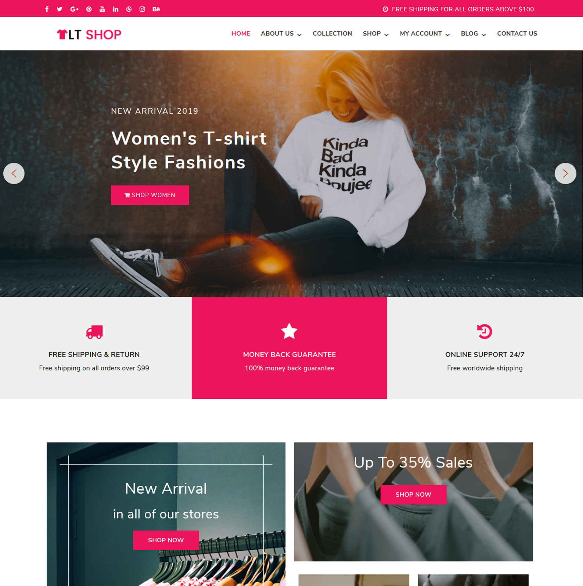 Lt Shop – ร้านขายเสื้อผ้าแฟชั่น Wordpress Theme