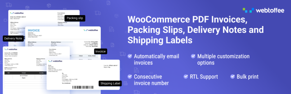 Woocommerce Pdf 請求書、梱包伝票、納品書、配送ラベル