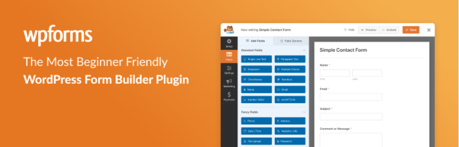 Formular de contact de la Wpforms - Generator de formulare de glisare și plasare pentru Wordpress