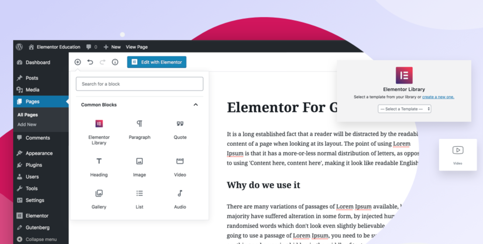 Elementor-Blöcke für Gutenberg