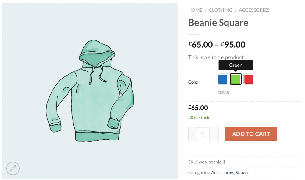 mostre de culoare woocommerce