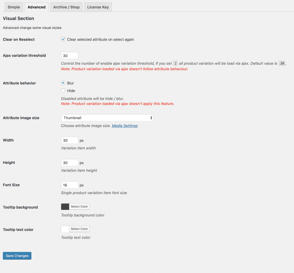 Setarea mostrelor woocommerce