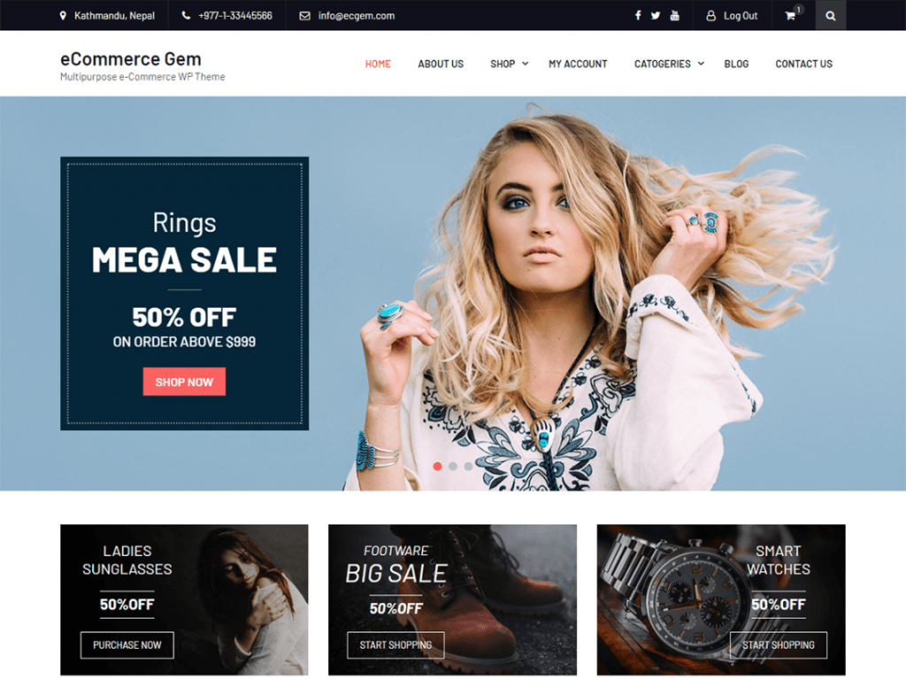 WordPress 的电子商务宝石免费 WooCommerce 主题