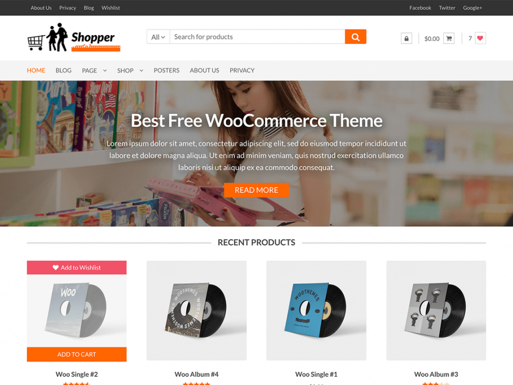 WordPress的购物者免费WooCommerce主题